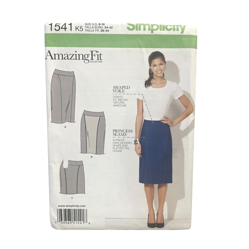 Simplicity 1541 Skirt Pencil Amazing Fit Collection US 8-16 Womens Sewing